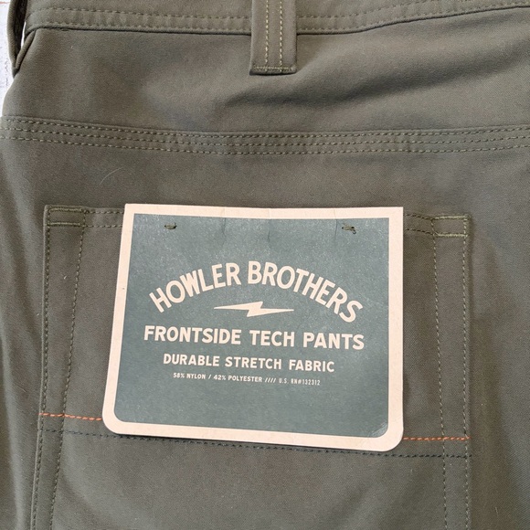 Howler Bros Frontside Tech Pants NWT size 36 x 30 Olive Green Straight Leg - Picture 12 of 14
